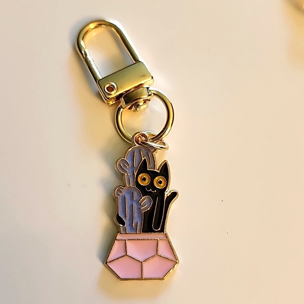 Mischievous CAT  ZIPPER Pull purse charm   Charm bracelet Lobster claw
